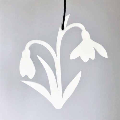 vintergæk ophæng i recycled akryl og eg