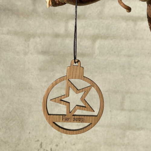 Minde ophæng med stjerne - bruges også til bordkort til julebordet